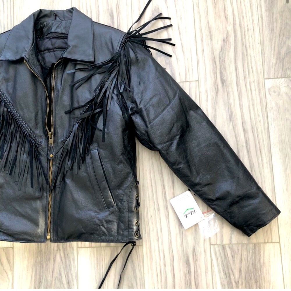 NWT Vintage Deadstock Leather Fringe Jacket